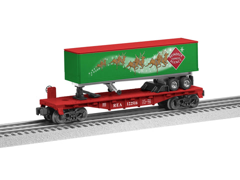 Lionel REA Reindeer Express Agency Flatcar w/ long trailer